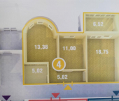 2-комн, 54.5кв м, этаж 4/5 Полевая, 42/6
