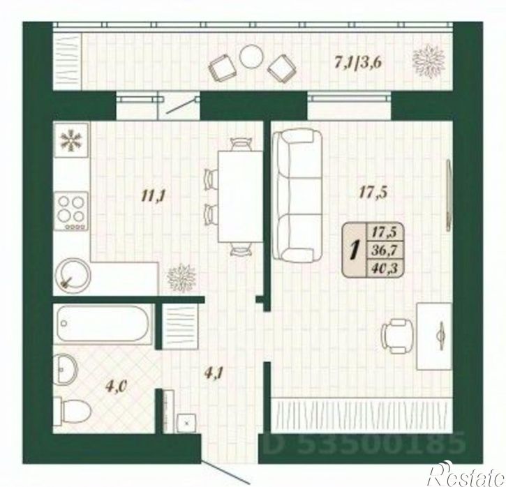 1-комн квартира в новом доме ул Антонины Зубовой, 2 1,  д. 2 1,  к. 1
