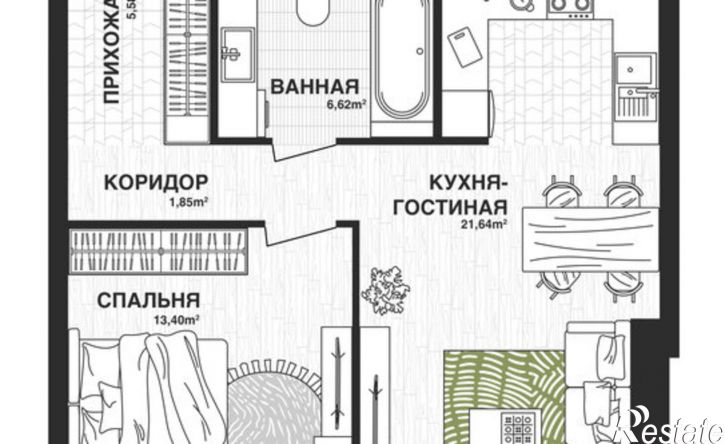 1-комн квартира в новом доме Самара, Парковый переулок