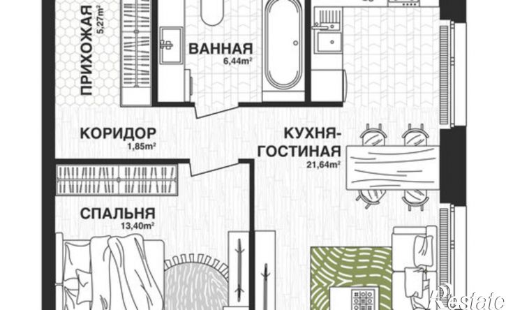1-комн квартира в новом доме Самара, Парковый переулок