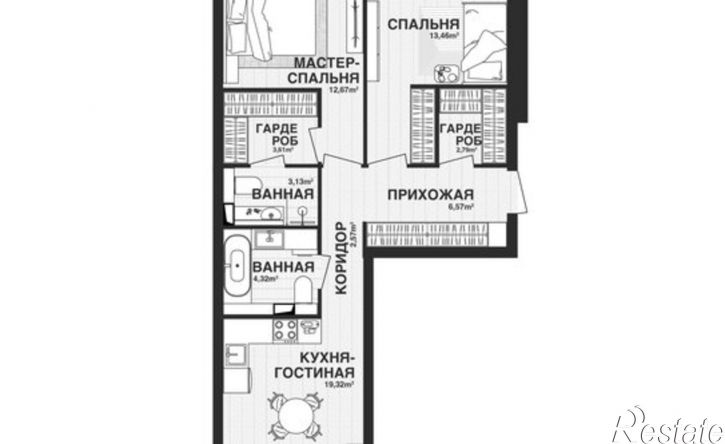 2-комн квартира в новом доме Самара, Парковый переулок