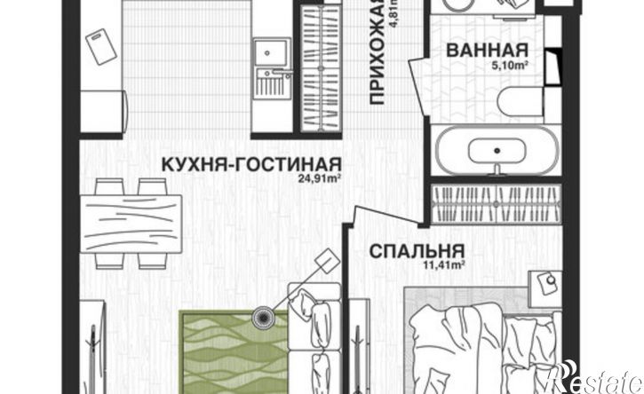 1-комн квартира в новом доме Самара, Парковый переулок