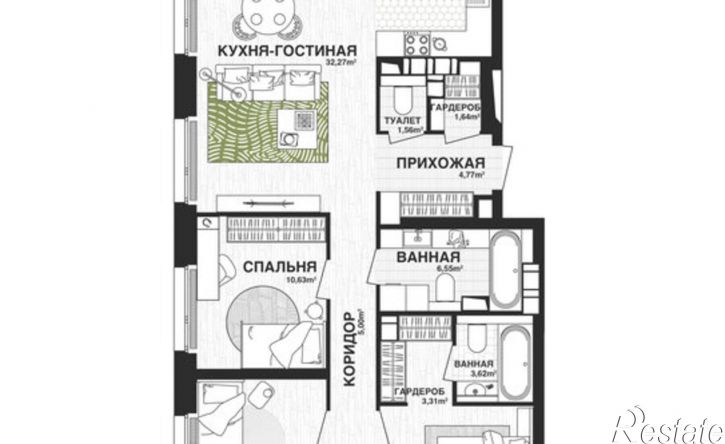 3-комн квартира в новом доме Самара, Парковый переулок