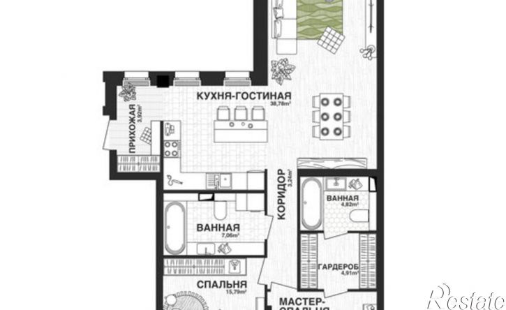 2-комн квартира в новом доме Самара, Парковый переулок