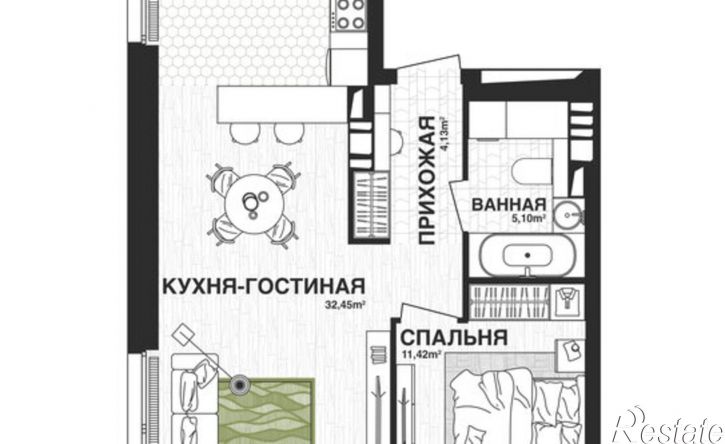 1-комн квартира в новом доме Самара, Парковый переулок