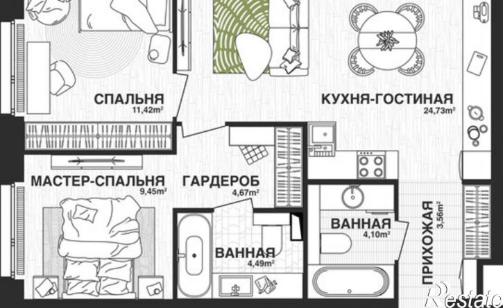 2-комн квартира в новом доме Самара, Парковый переулок