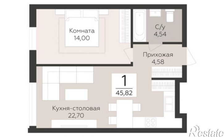1-комн квартира в новом доме Самара, Барбошина Поляна