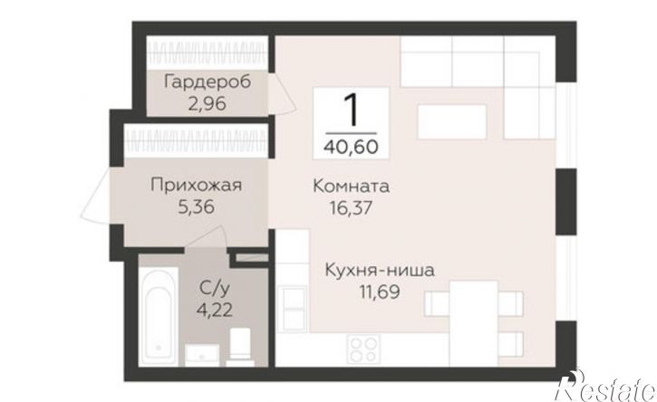 1-комн квартира в новом доме Самара, Барбошина Поляна