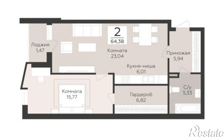 2-комн квартира в новом доме Самара, Барбошина Поляна