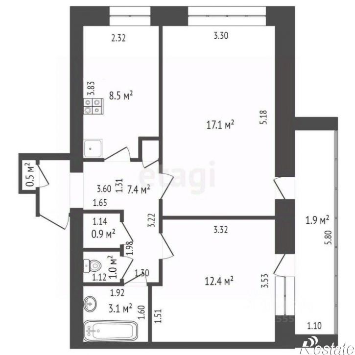 2-комн квартира ул Песочная, 9,  д. 9