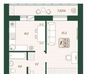 1-комн, 36 кв м, этаж 16/16 ул Антонины Зубовой, 2 1