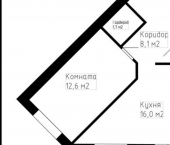 1-комн, 46кв м, этаж 4/5 ул Строителей, 17