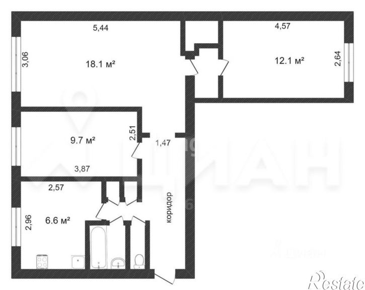 3-комн квартира ул Лермонтова, 19,  д. 19