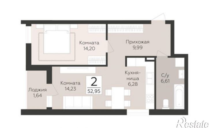 2-комн квартира в новом доме Самара, Барбошина Поляна