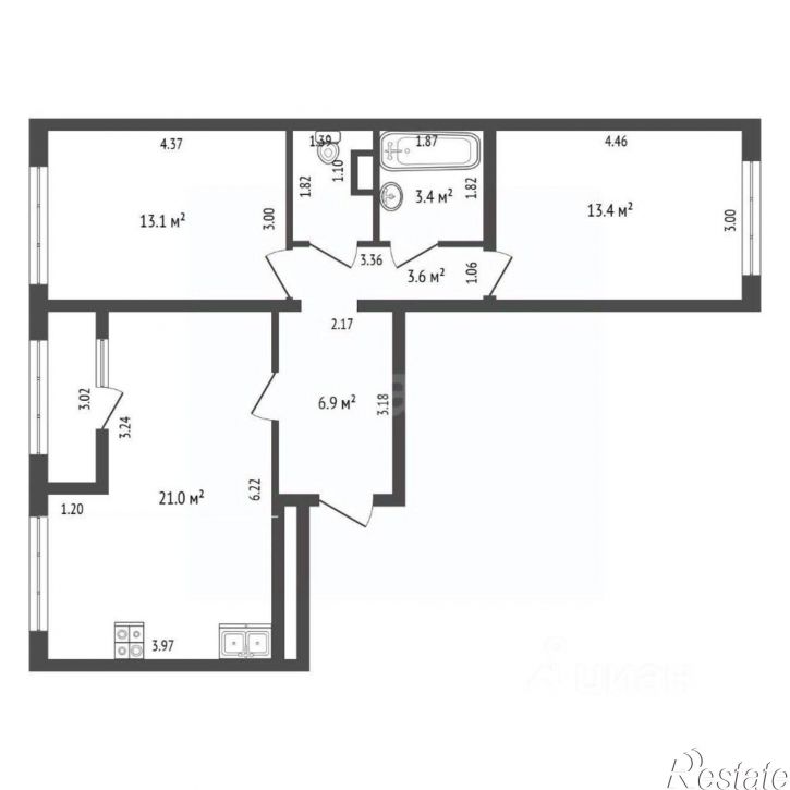 3-комн квартира Волжский район