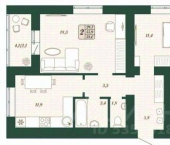 2-комн, 55 кв м, этаж 8/16 ул Антонины Зубовой, 2 1