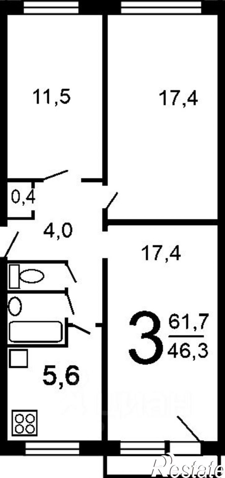 3-комн квартира Сызрань г., Космонавтов пр-кт., д.16
