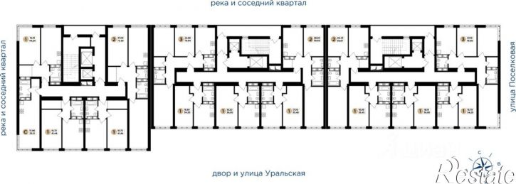 1-комн квартира в новом доме Поселковая улица, 5, подъезд 1