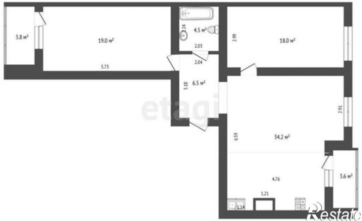 3-комн квартира Самара, переулок Юрия Павлова, 7А
