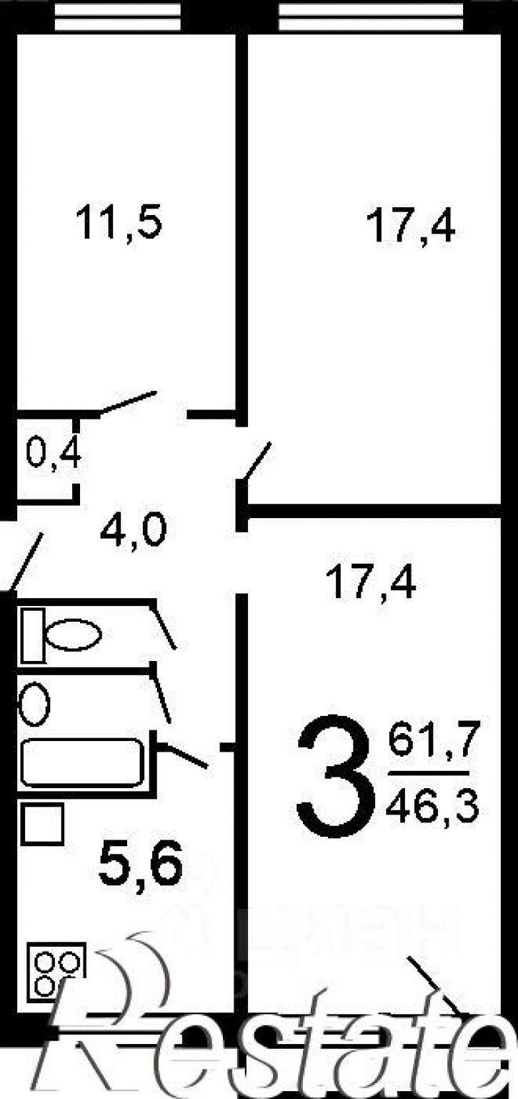 3-комн квартира улица Володарского, 5,  д. 5